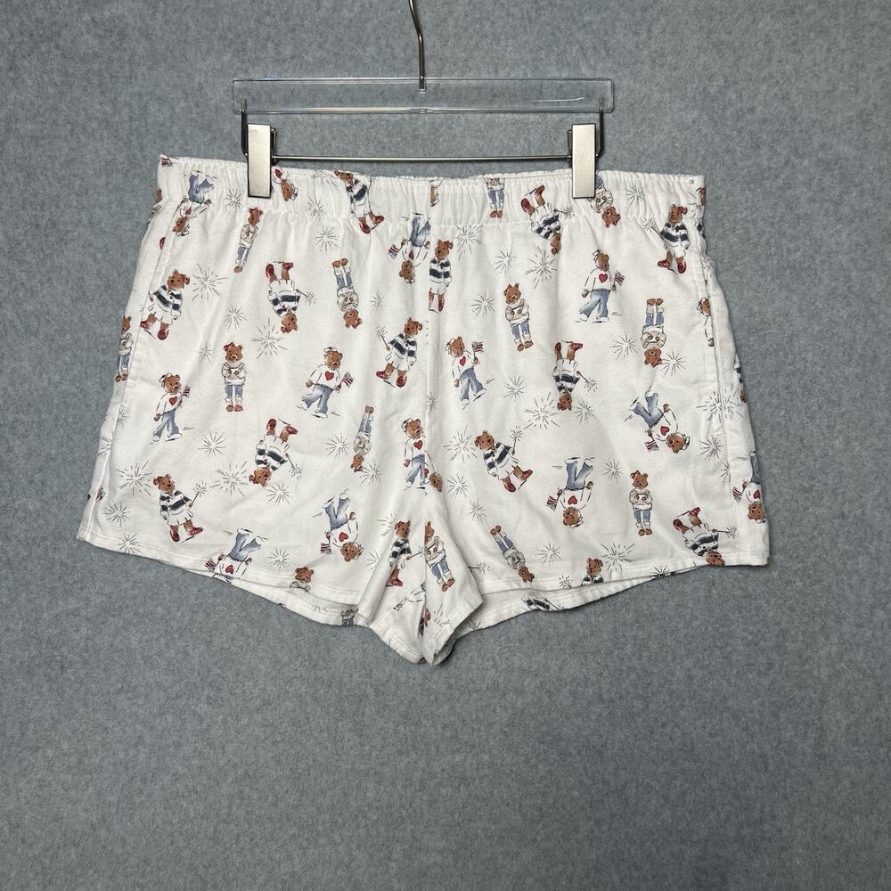 Hollister Sleep Shorts XL Teddy Bear Print White Lounge Pajama Y2K Preppy